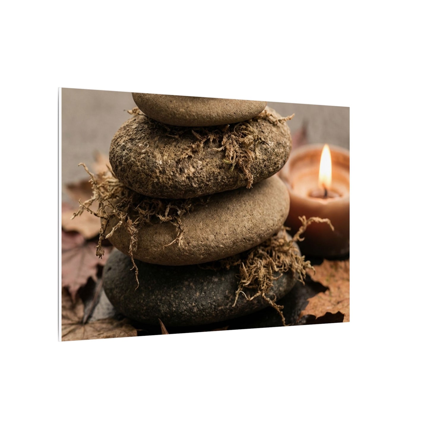 River Stones Canvas Art | Autumn Japandi Texture Art