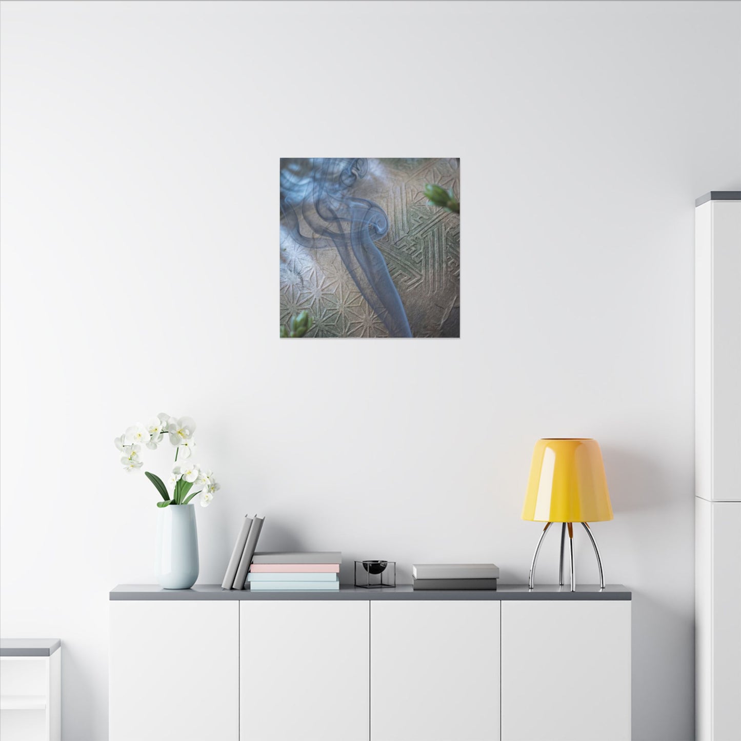 Spring Incense Smoke Japanese Pattern Canvas Art | Neutral Decor