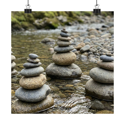 River Stones Summer Wall Art Print | Zen Contemplative Design