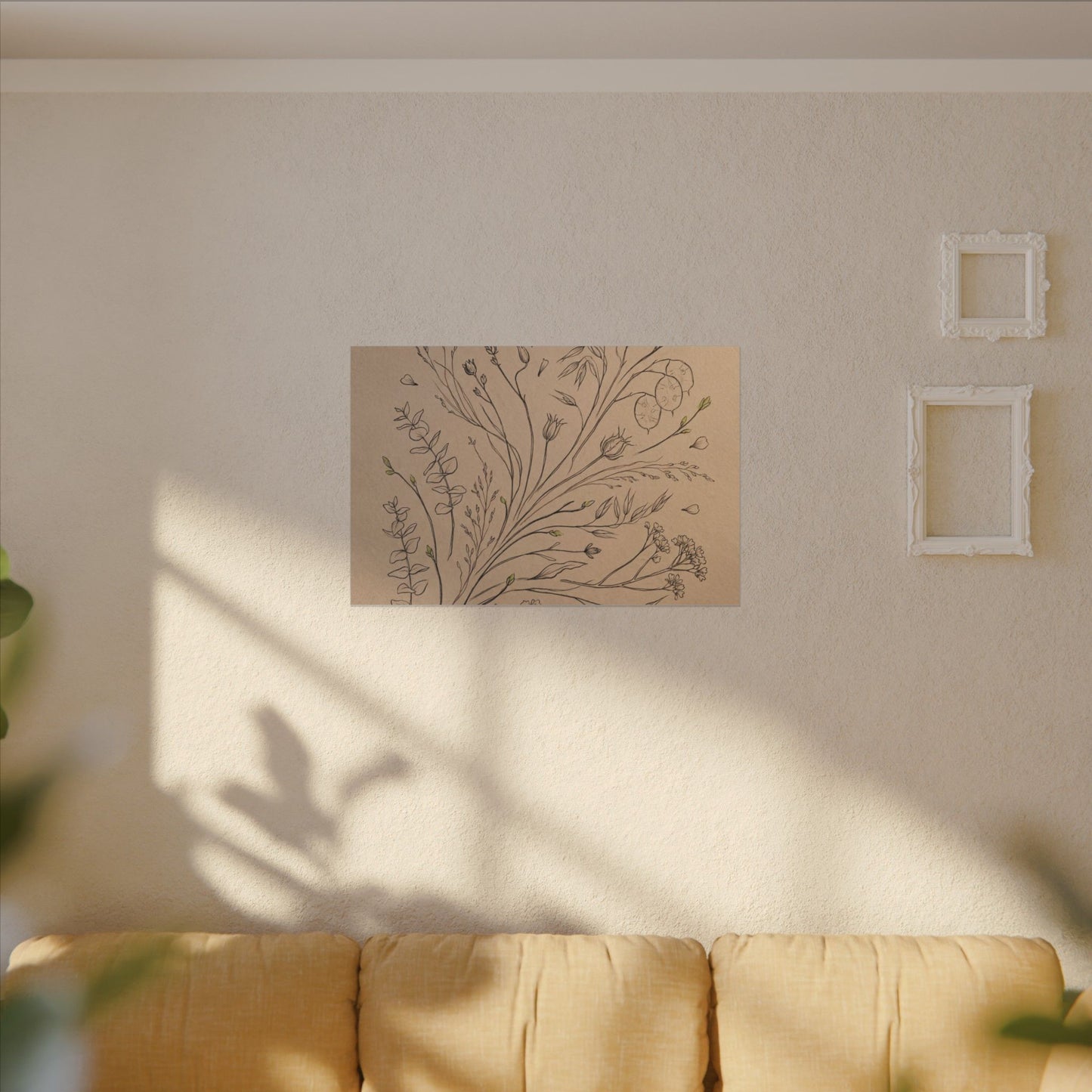 Dried Flowers Canvas Art | Spring Japandi Minimal Line Art