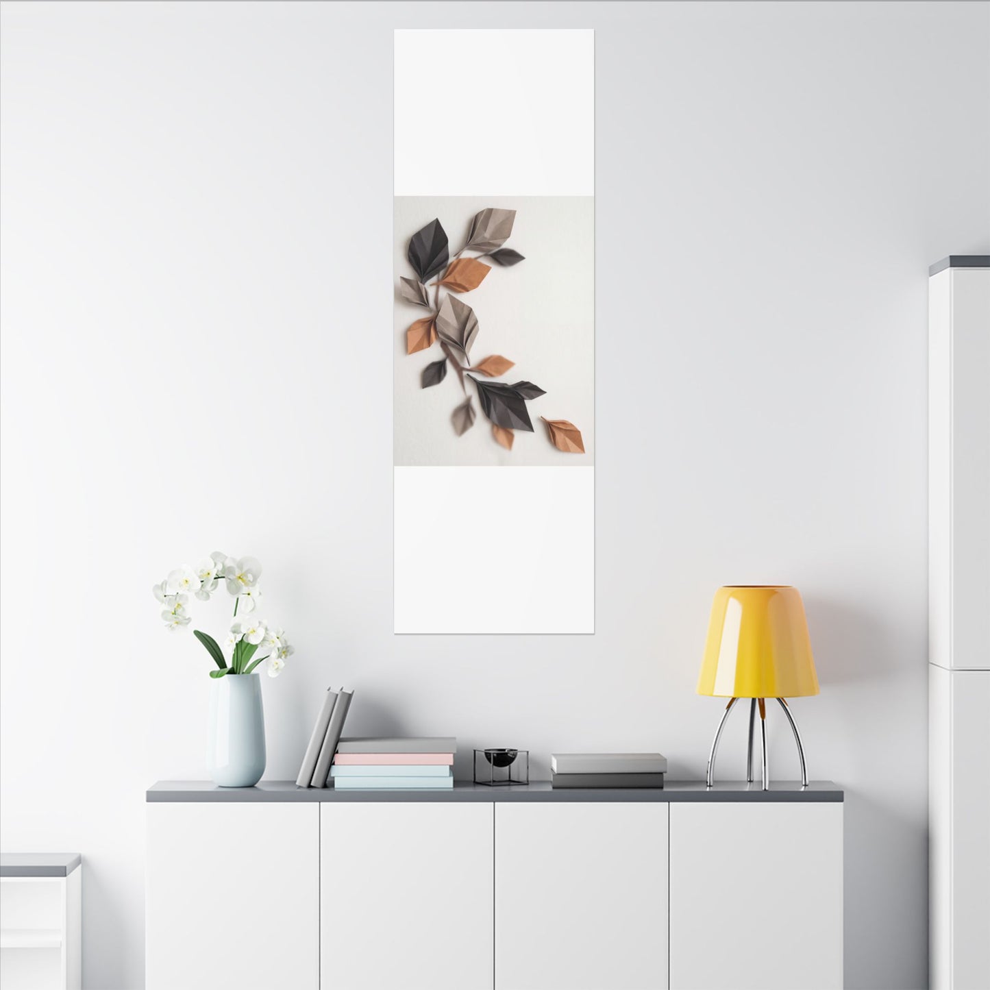 Paper Fold Autumn Canvas Art | Japandi Earthy Design
