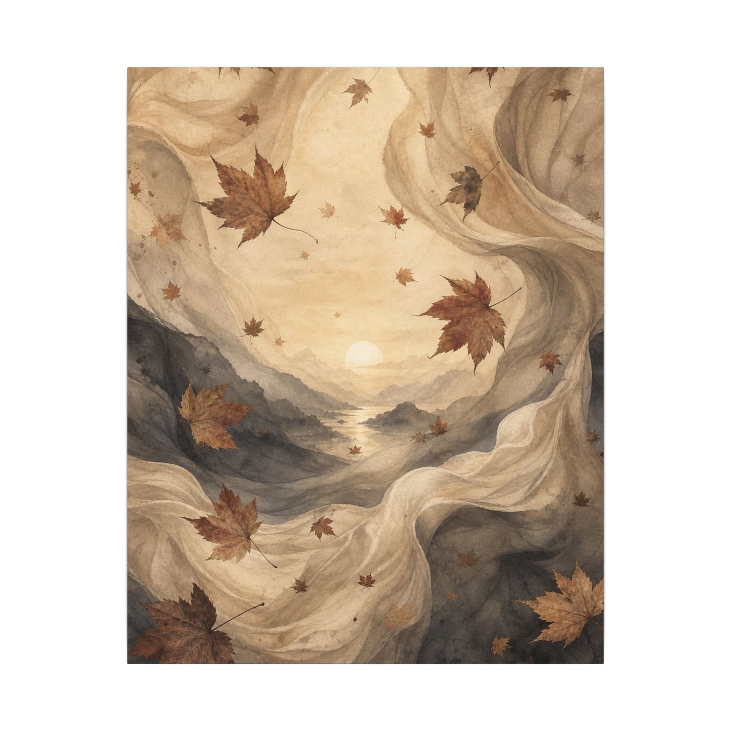 Autumn Silk Drape Watercolor Canvas Art | Earthy Decor