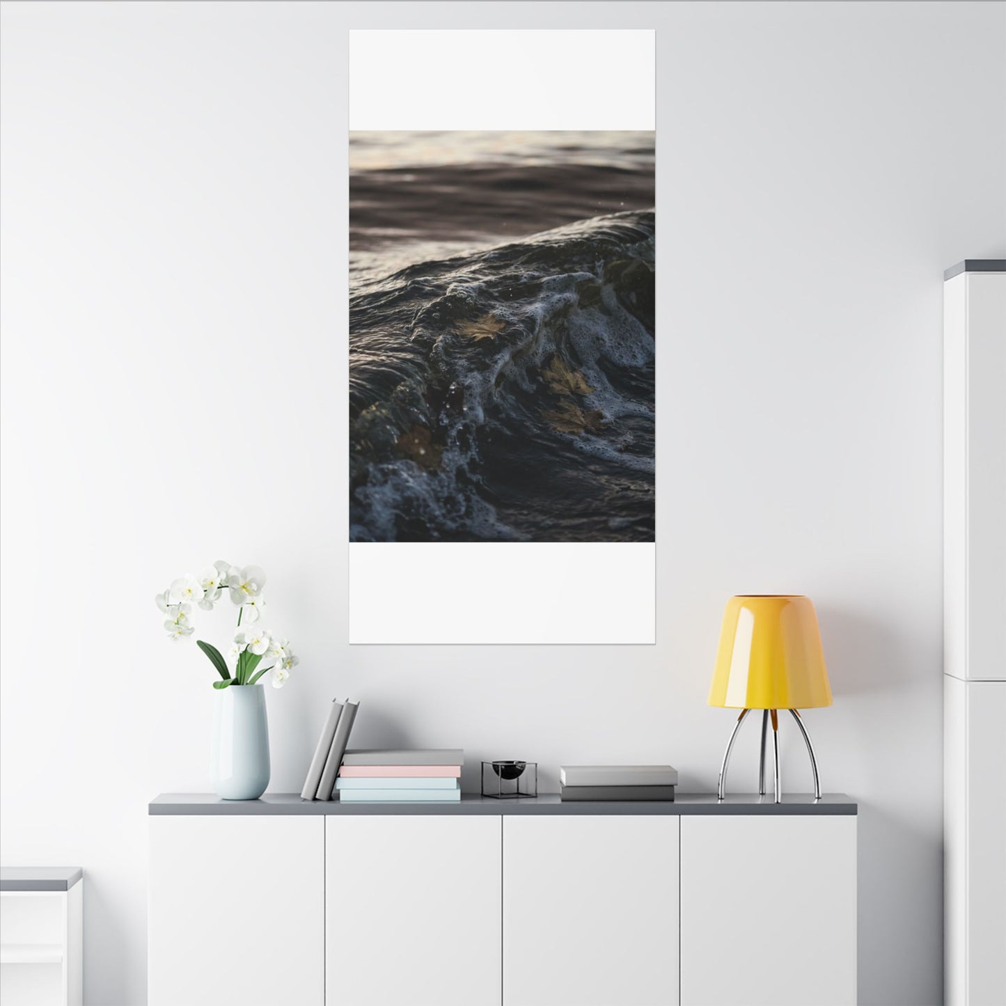 Dark Japandi Ocean Wave in Dawn | Moody Minimal Canvas Art