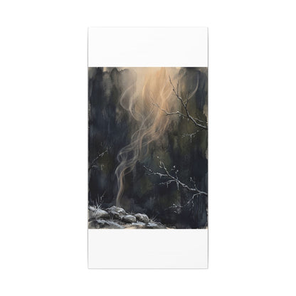 Incense Smoke Winter Canvas Art | Dark Japandi Moody Design