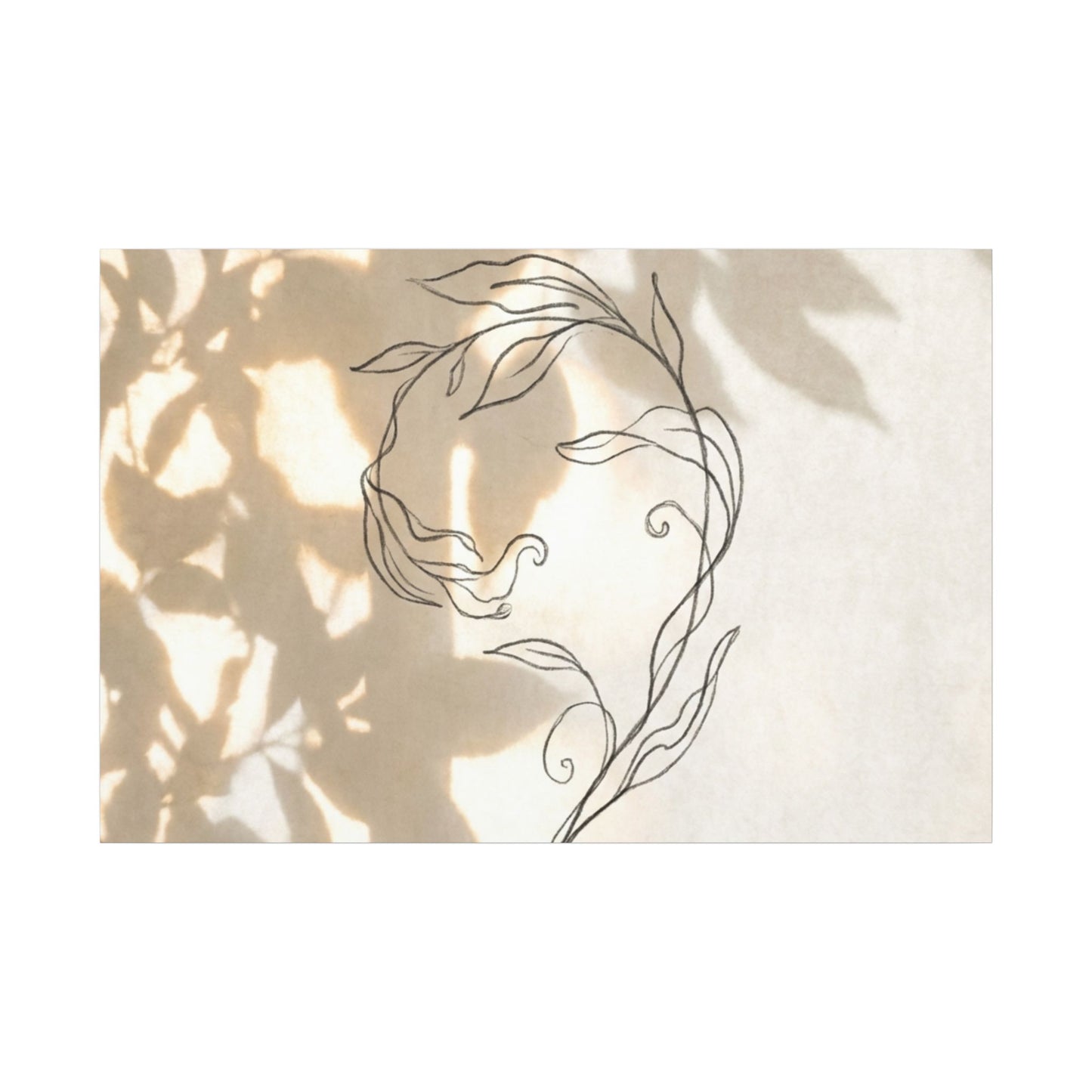 Warm Shoji Screen Canvas Art - Minimal Line Japandi