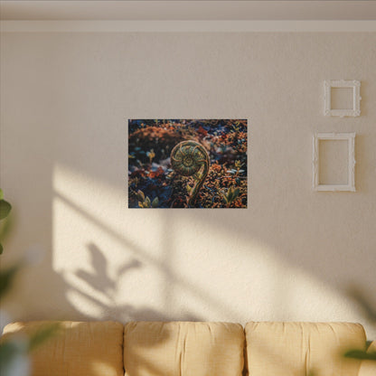 Kintsugi Fern Unfurling in Dappled | Gold Vein Canvas Art