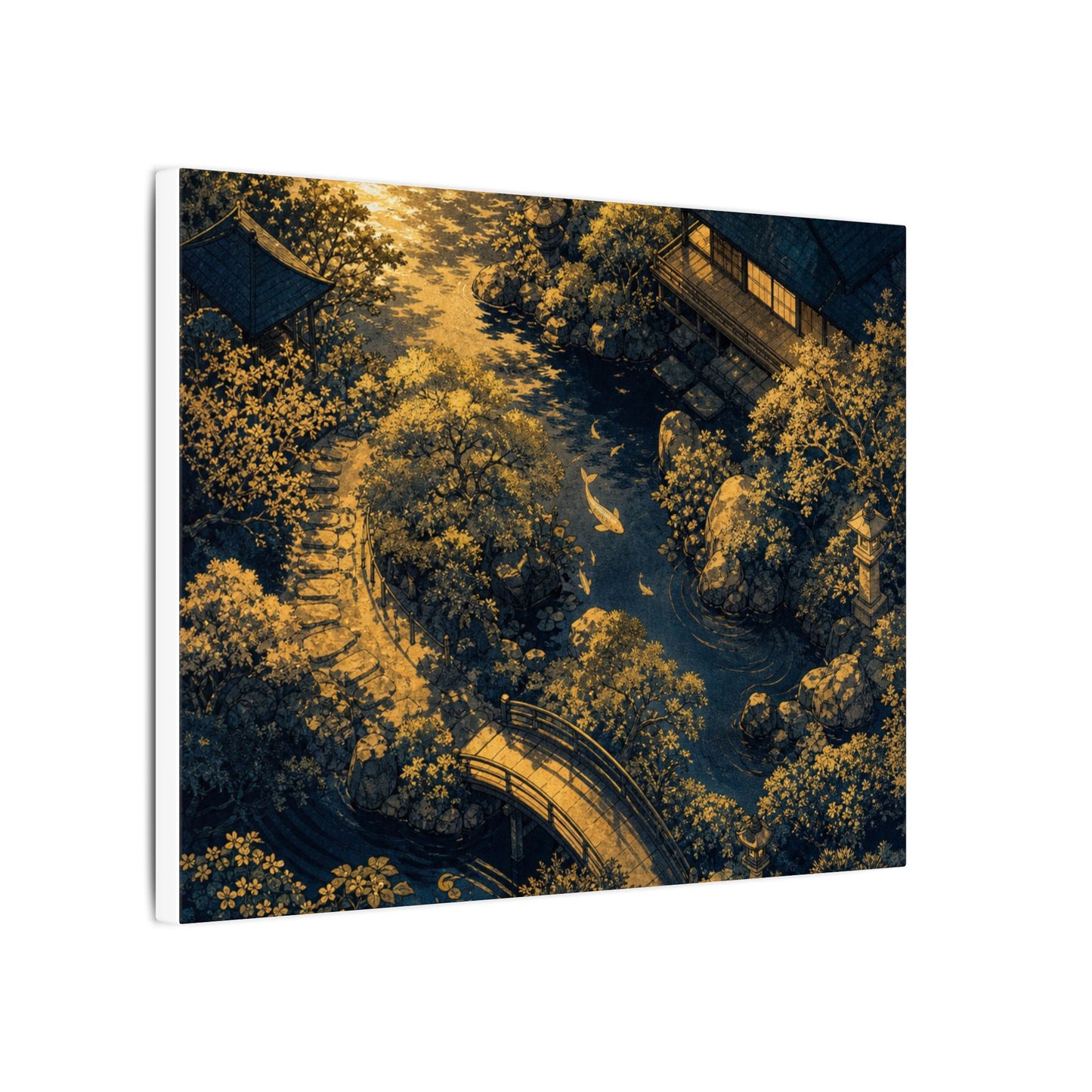 Contemplative Moonlit Garden Canvas Art - Ukiyo E Inspired Zen