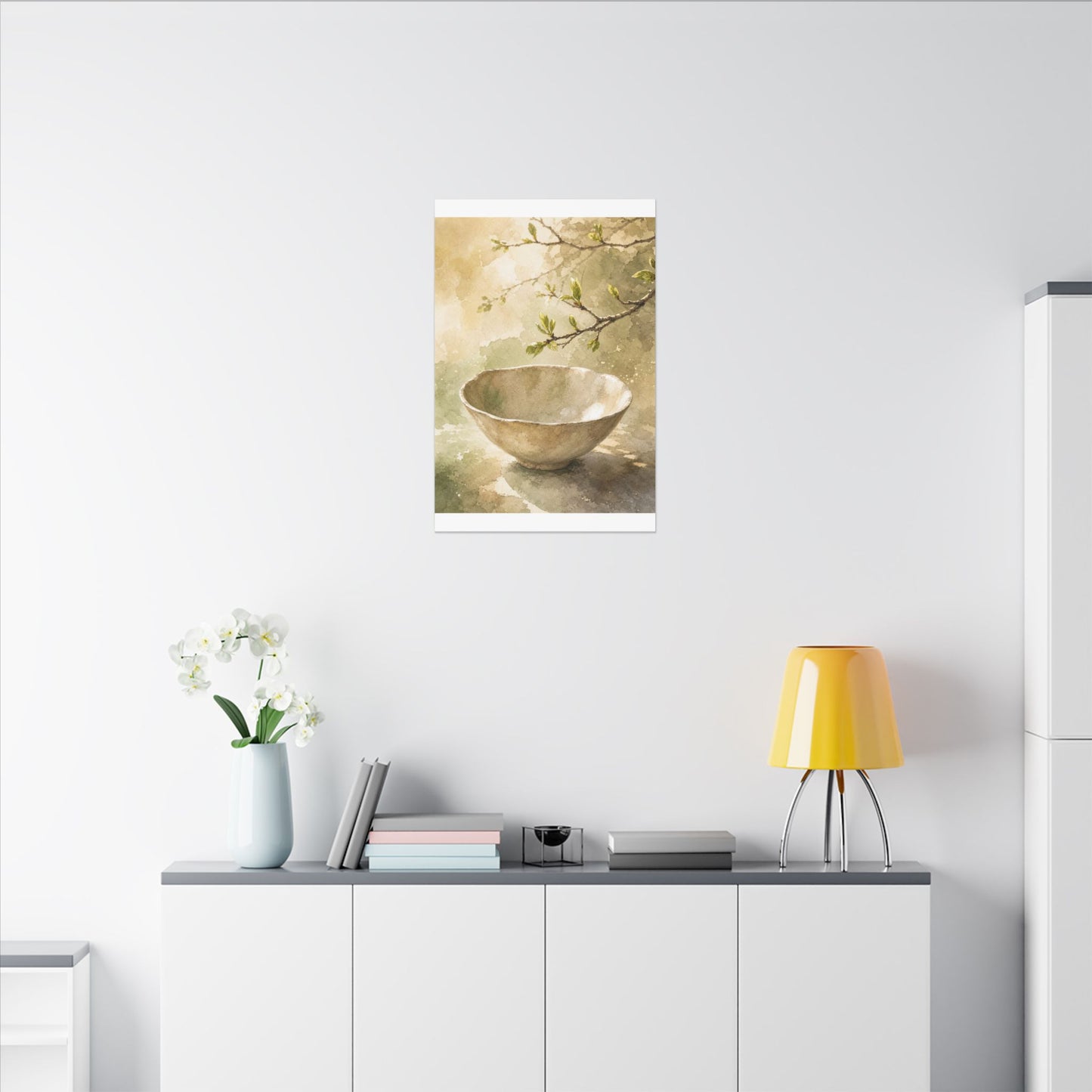Warm Ceramic Bowl Canvas Art - Watercolor Japandi