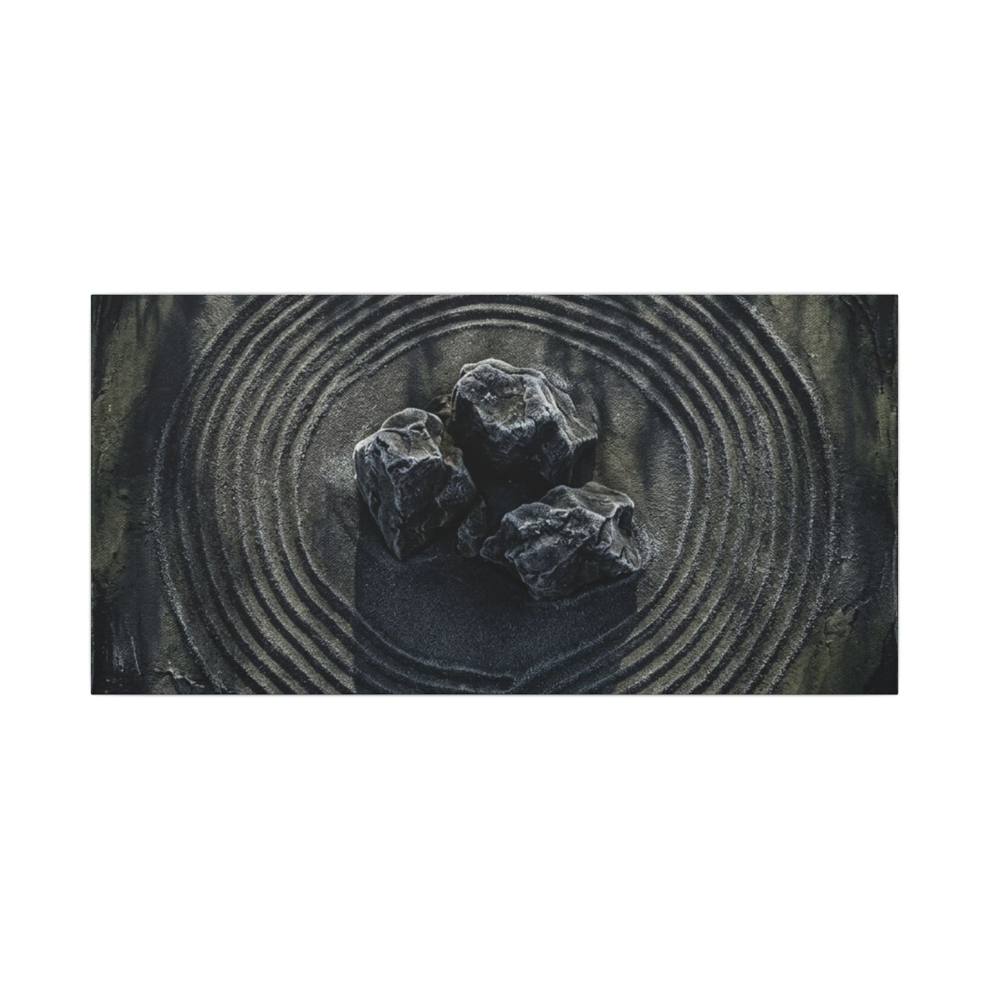 Moody Rock Garden Canvas Art - Dark Texture Dark Japandi