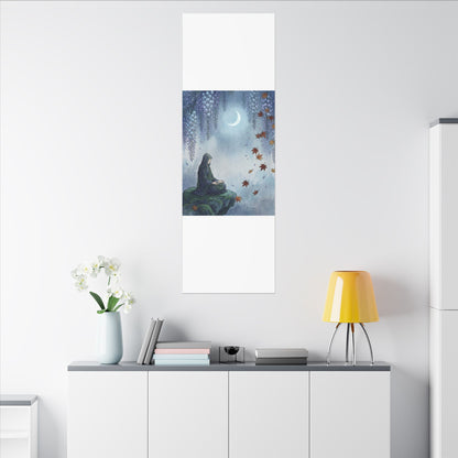 Zen Wisteria in Moonlight | Ukiyo E Inspired Canvas Art Art Print