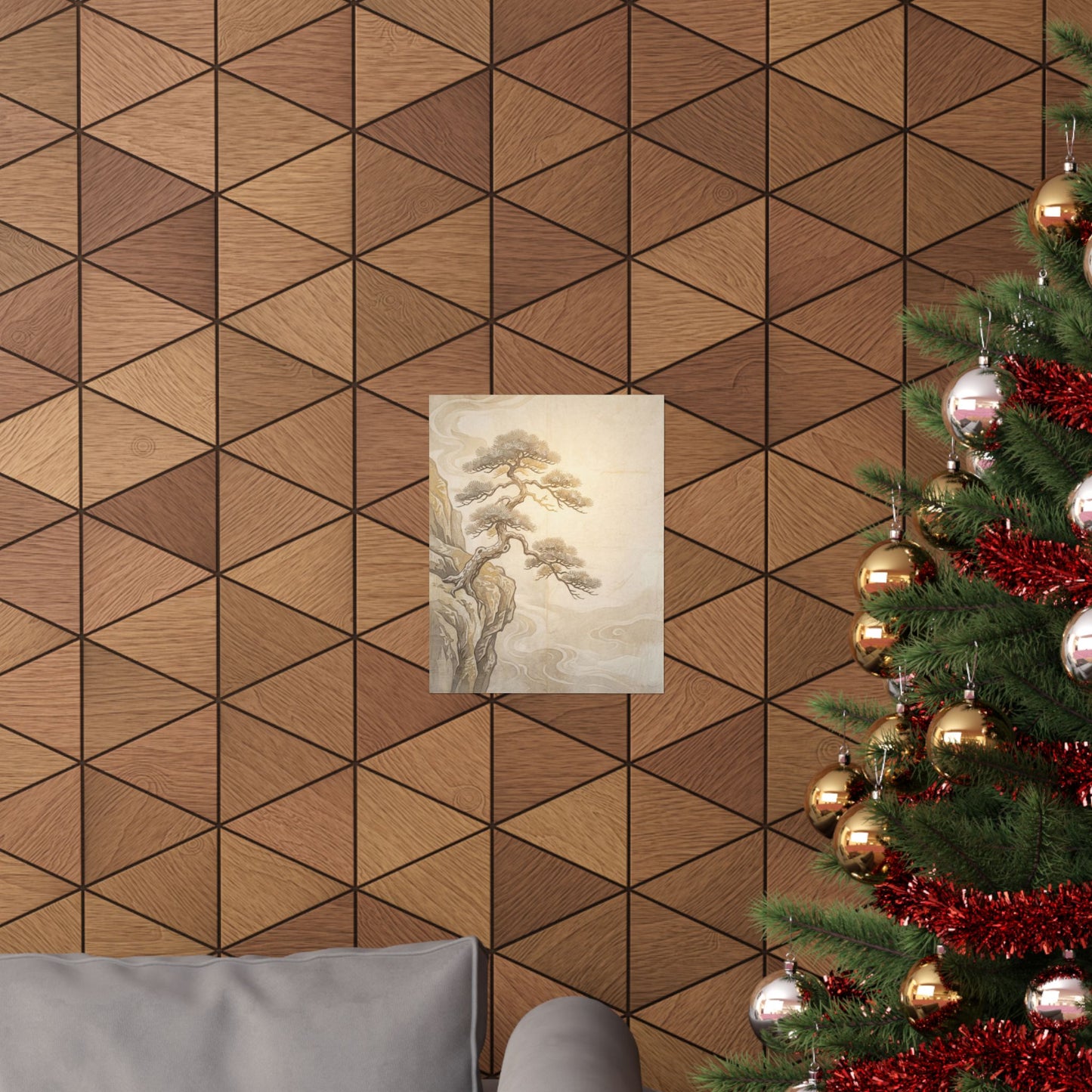 Golden Hour Pine Tree Wall Art Print - Japandi Shibui