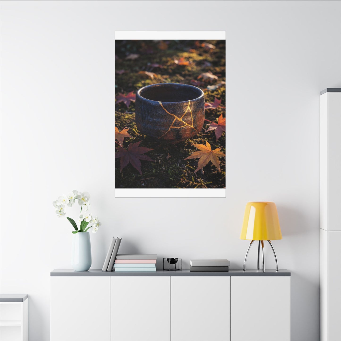 Kanso Moonlit Garden Canvas Art - Kintsugi Gold Repair