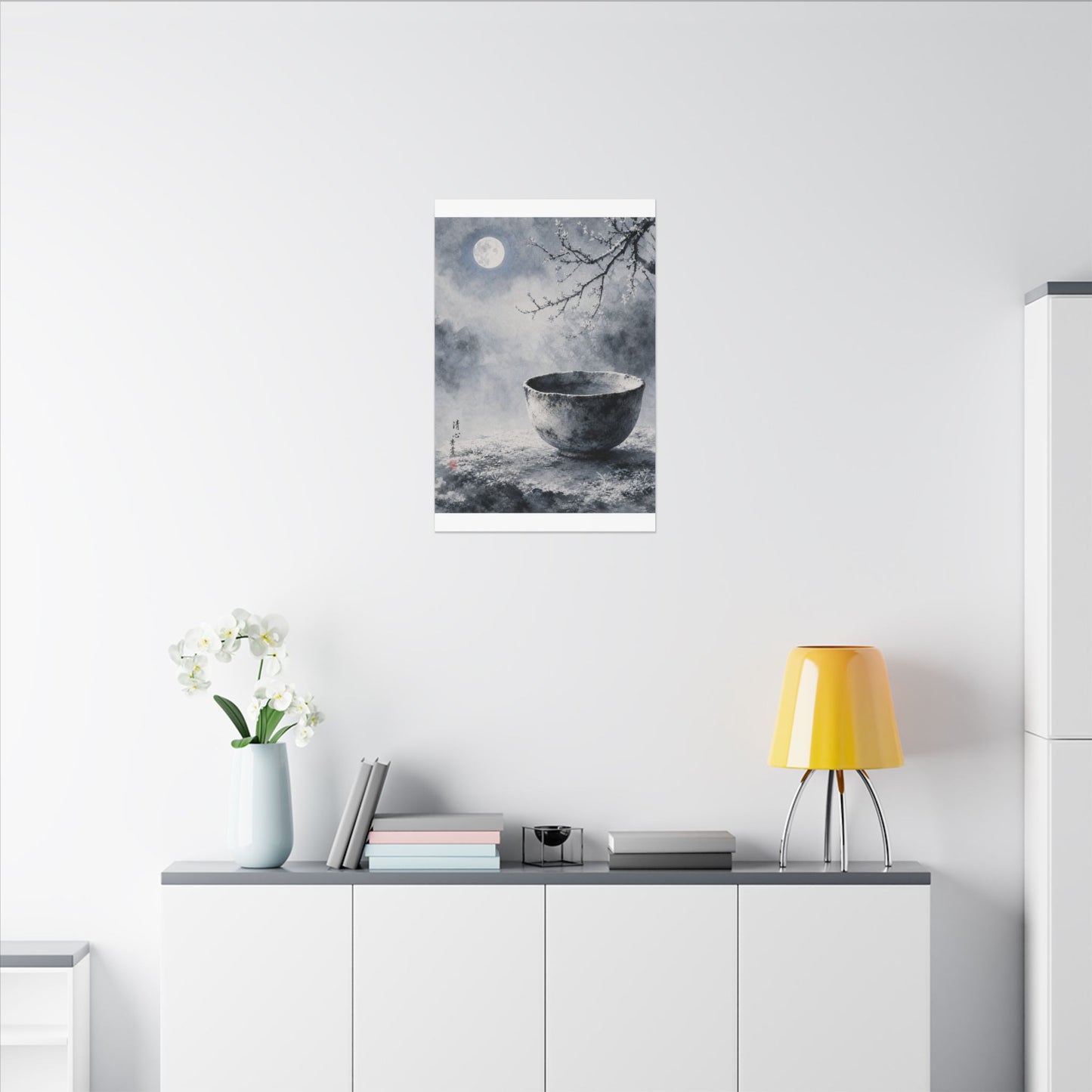 Seijaku Ceramic Bowl Canvas Art - Zen Sumi E