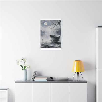 Seijaku Ceramic Bowl Canvas Art - Zen Sumi E