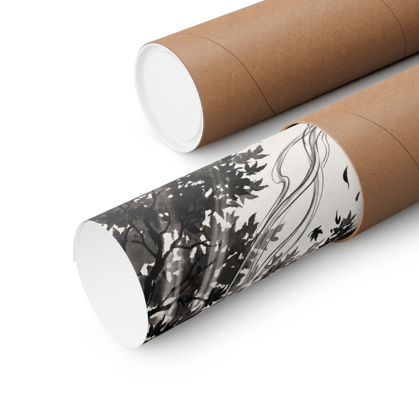 Contemplative Incense Smoke Wall Art Print - Ukiyo E Inspired Zen