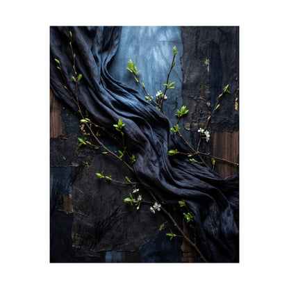 Moonlight Silk Drape Wall Art Print - Dark Japandi Datsuzoku