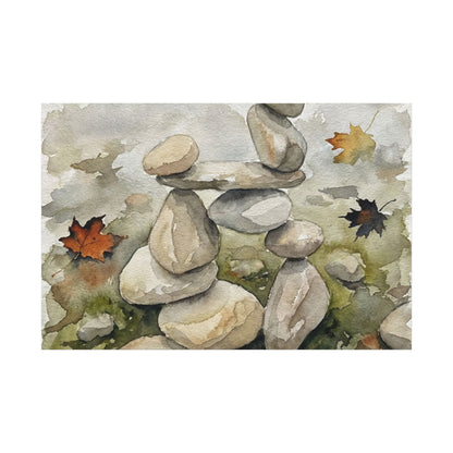 Overcast River Stones Canvas Art - Japandi Fukinsei