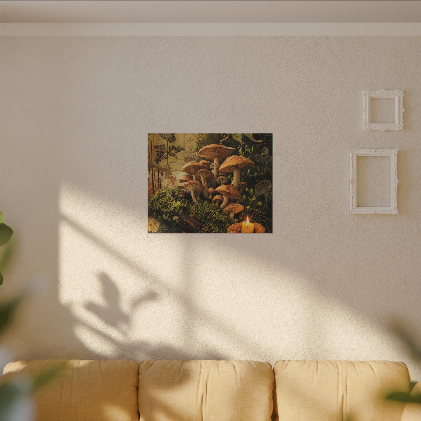 Spring Wild Mushrooms Herbarium Canvas Art | Earthy Decor