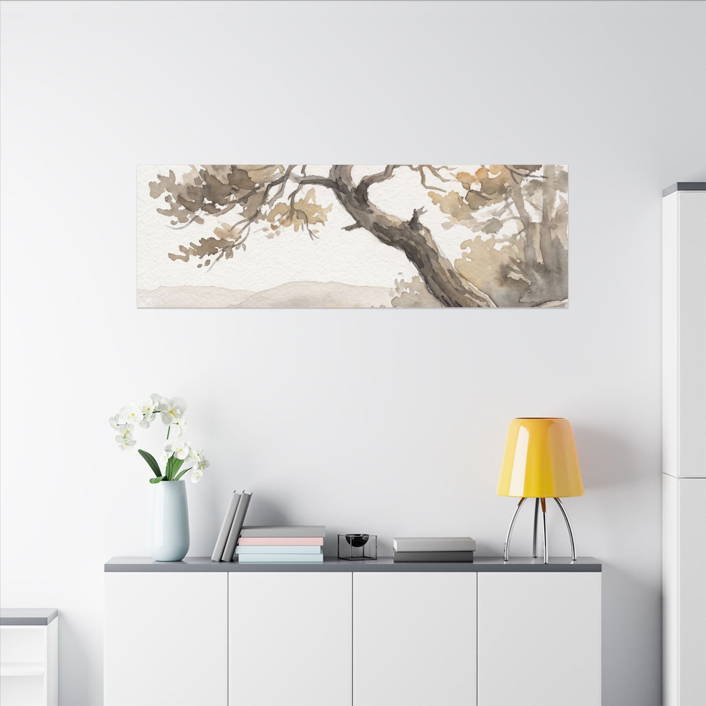 Pine Tree Watercolor Canvas Art | Elegant Japandi Art