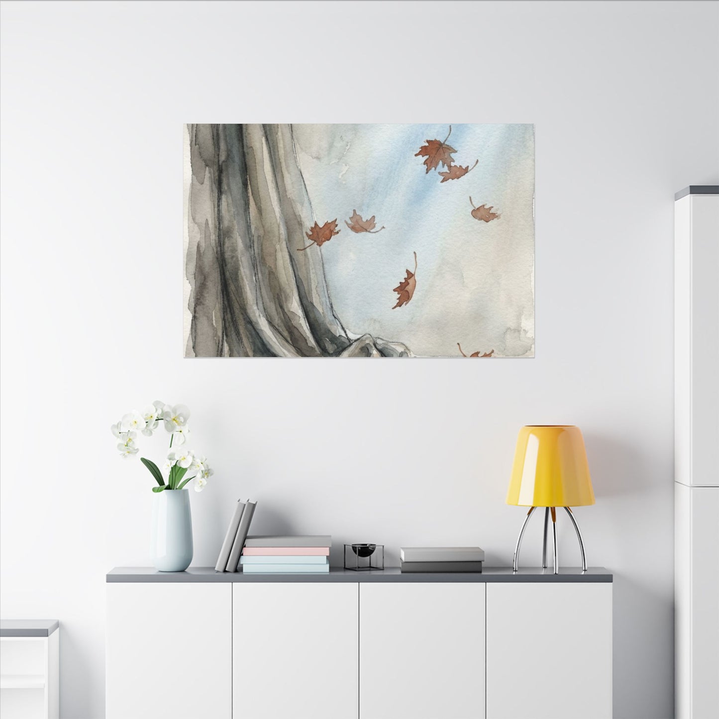 Ma Silk Drape Canvas Art - Japandi Watercolor