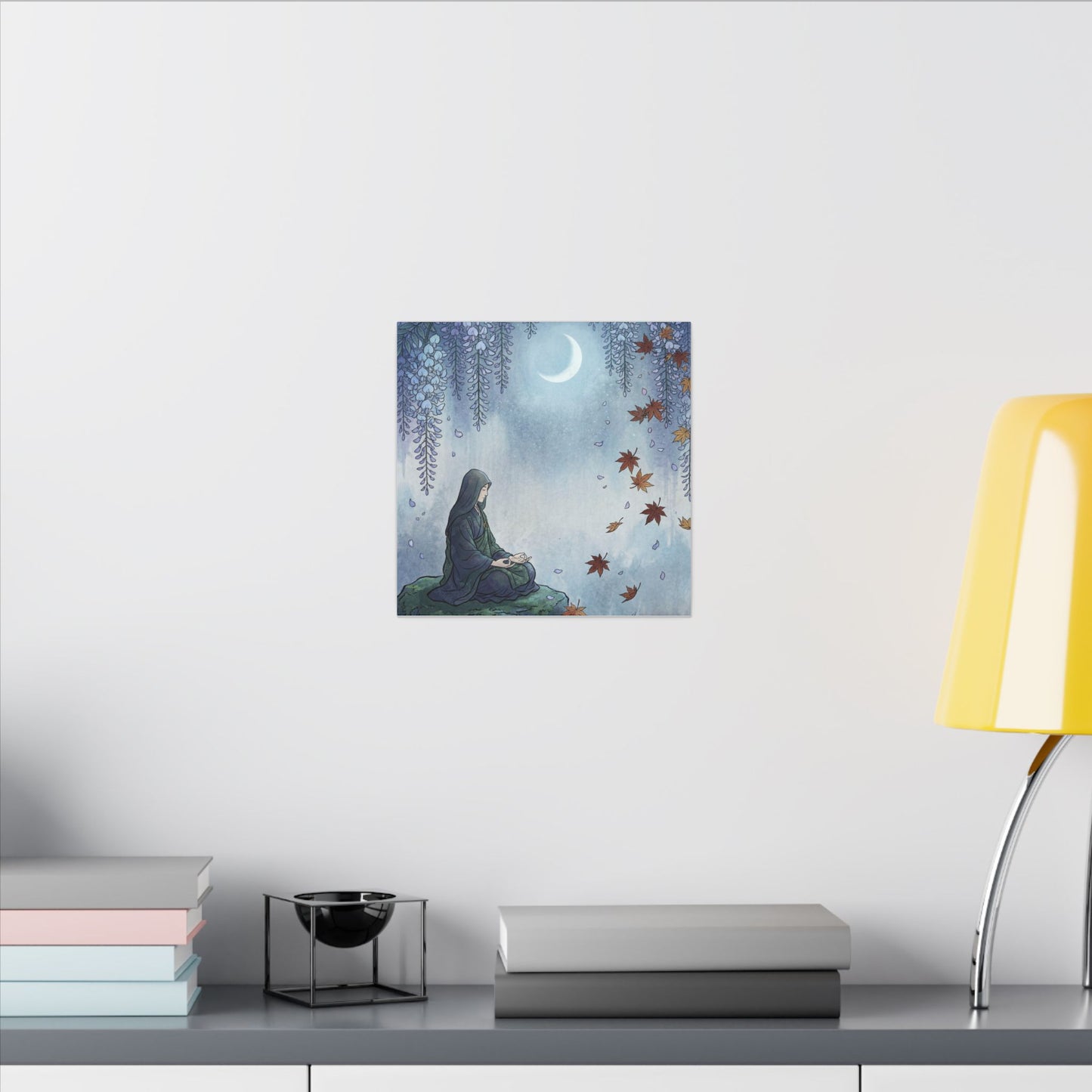 Zen Wisteria in Moonlight | Ukiyo E Inspired Canvas Art