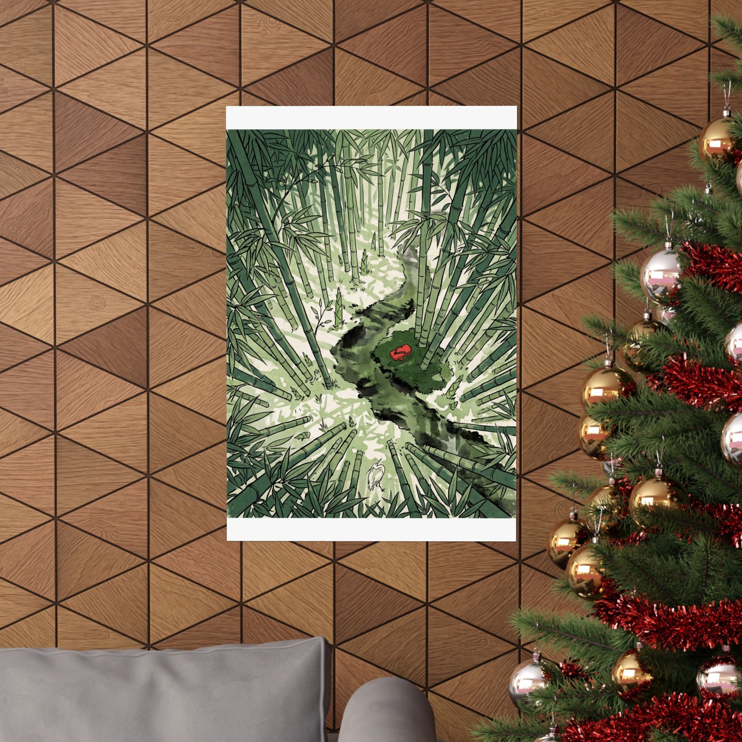Zen Bamboo Grove in Overcast | Ukiyo E Inspired Wall Art Print
