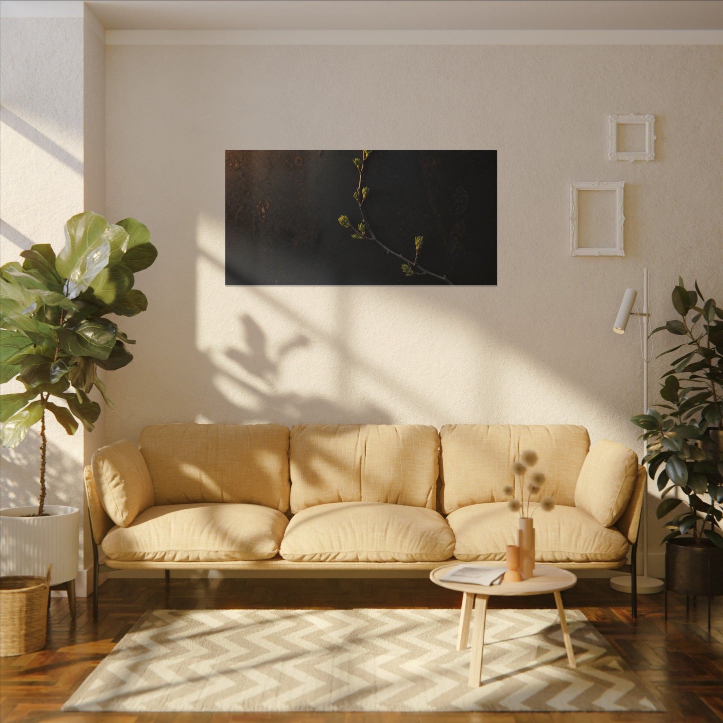 Dark Japandi Rust Patina in Golden Hour | Moody Minimal Canvas Art