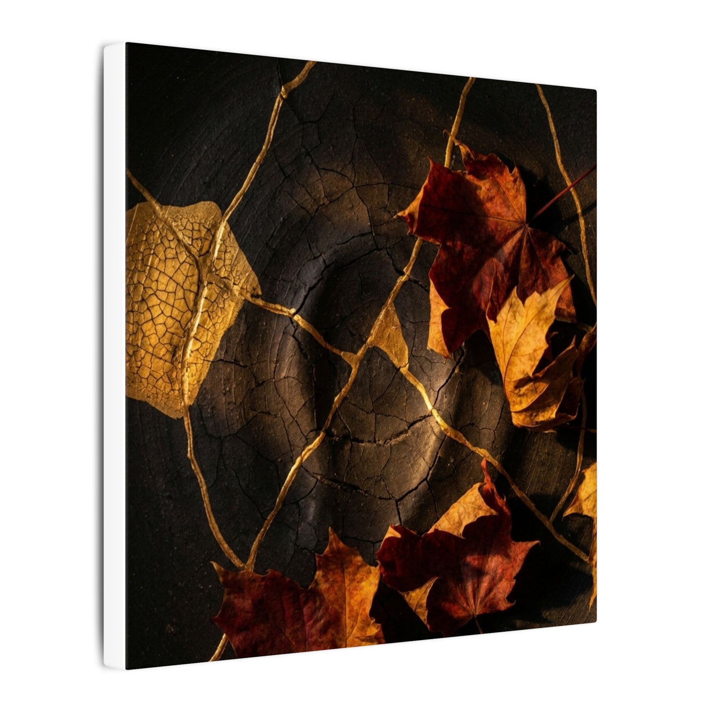 Resilient Shadow Play Canvas Art - Crackle Gold Kintsugi