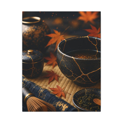 Seijaku Tea Ceremony Canvas Art - Kintsugi Gold Repair