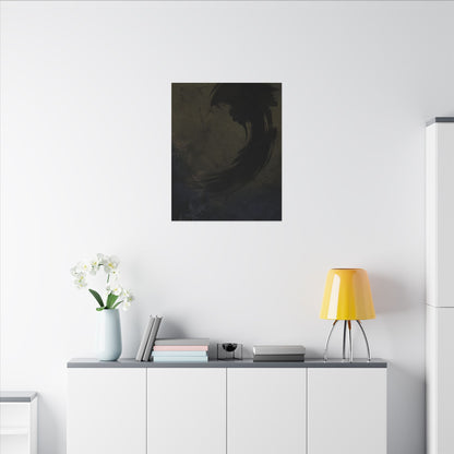 Seijaku Ink Brushstroke Canvas Art - Dark Japandi Moody Minimal