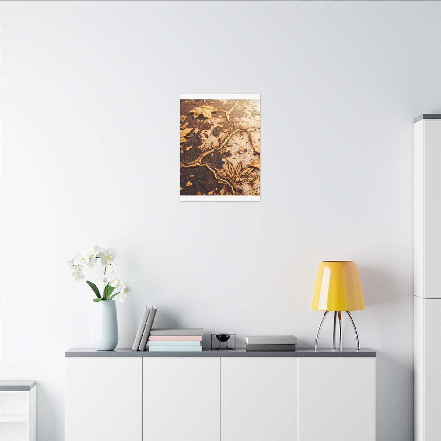 Kintsugi Rust Patina in Golden Hour | Gold Vein Canvas Art
