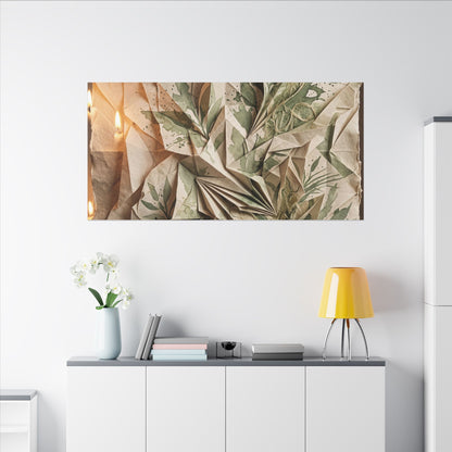 Japandi Paper Fold in Candlelight | Texture Canvas Art