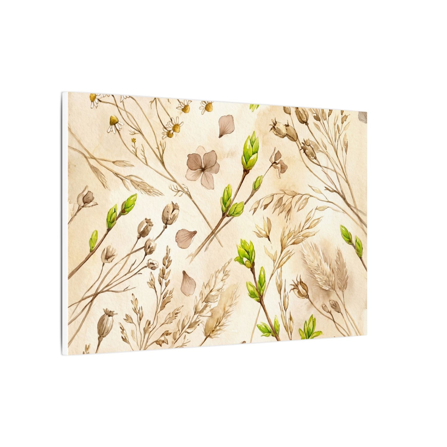 Spring Dried Flowers Watercolor Canvas Art | Earthy Decor
