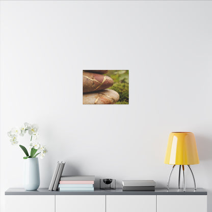 River Stones Summer Canvas Art | Kintsugi Healing Design