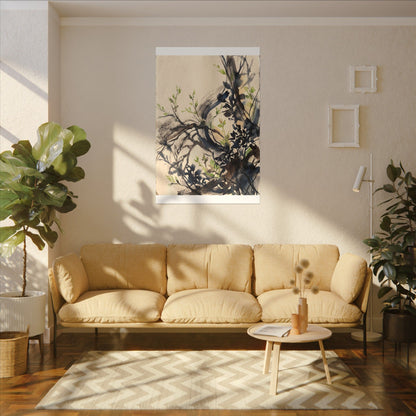 Ma Shadow Play Canvas Art - Dark Japandi Charcoal Ink