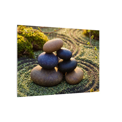 Zen River Stones in Golden Hour | Karesansui Canvas Art