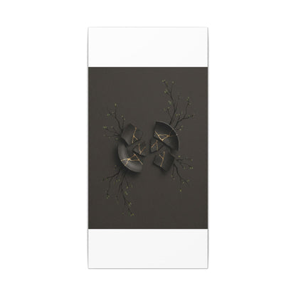 Sophisticated Broken Pottery Canvas Art - Charcoal Ink Dark Japandi
