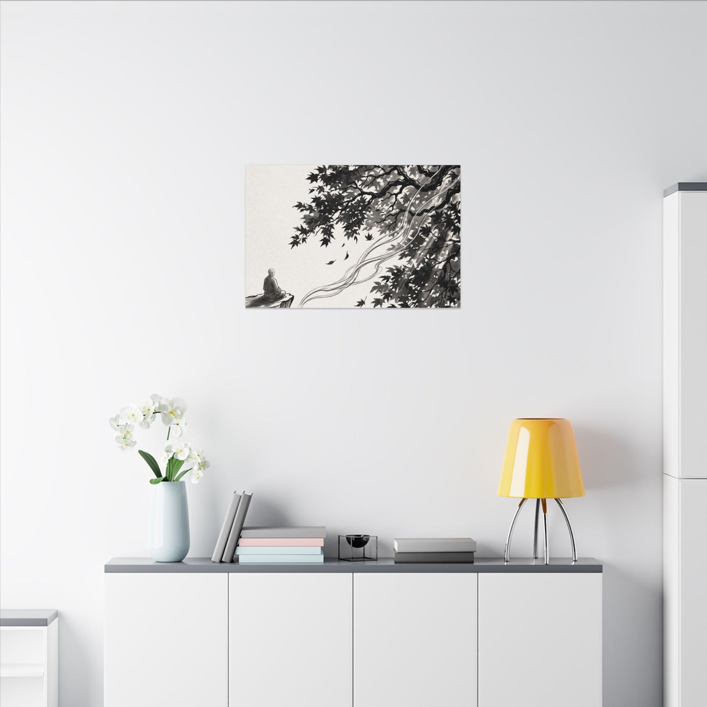 Serene Incense Smoke Canvas Art - Ukiyo E Inspired Zen