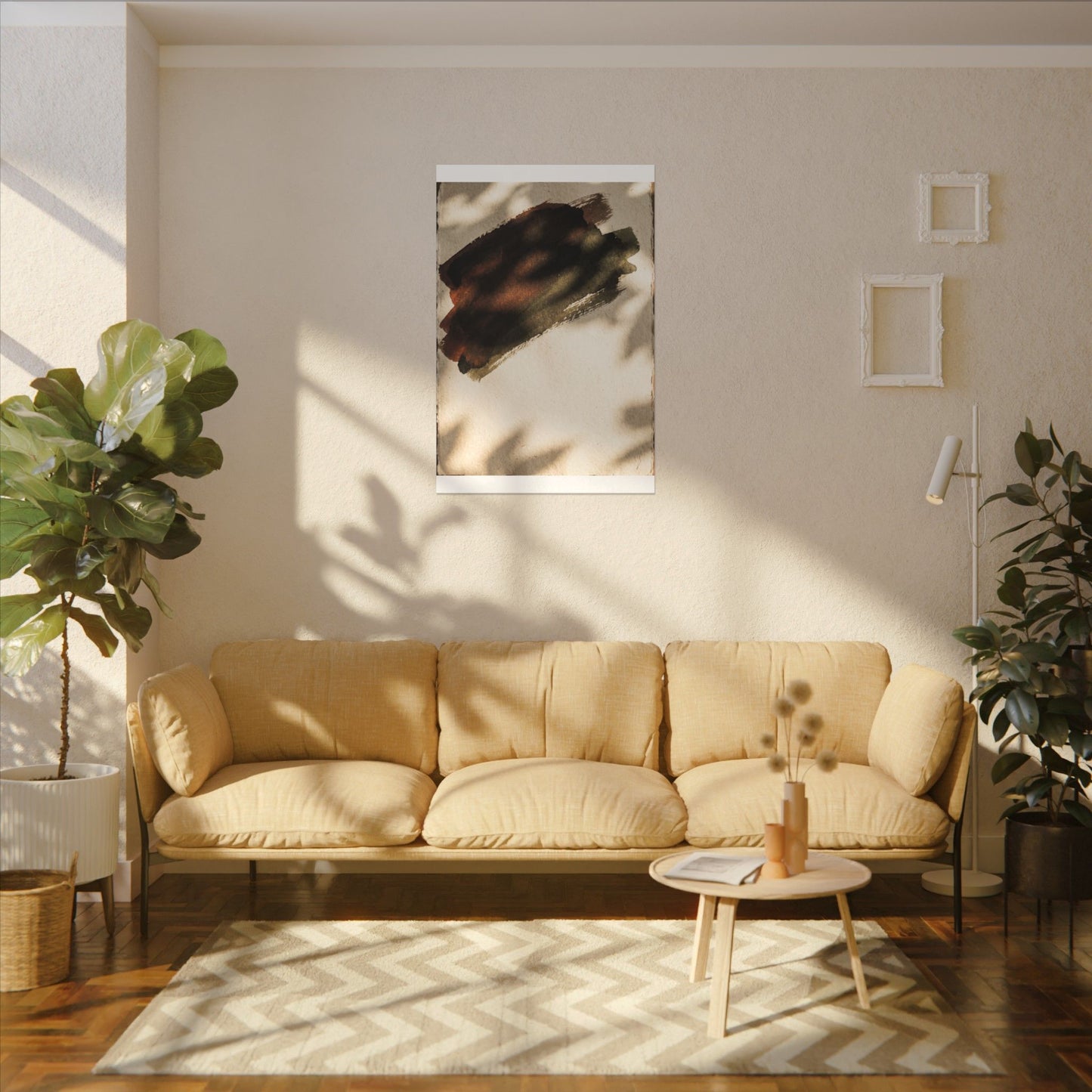 Ink Brushstroke Canvas Art | Summer Dark Japandi Moody Minimal Art