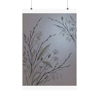 Dried Flowers Wall Art Print | Spring Japandi Japanese Pattern Art Art Print