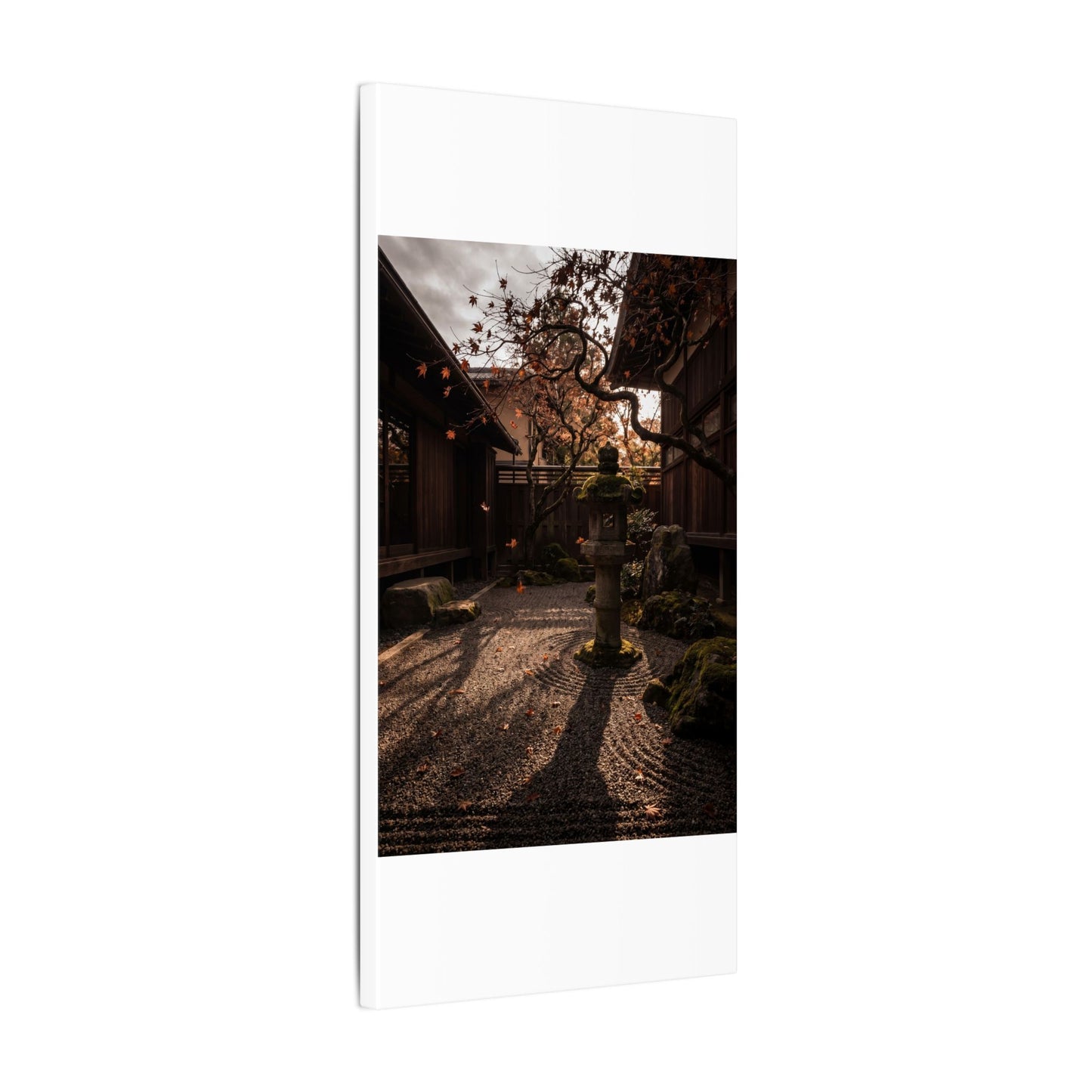 Seijaku Stone Lantern Canvas Art - Dark Japandi Shadow Zen
