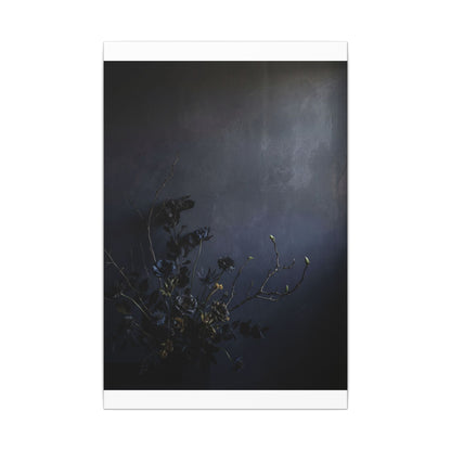 Dried Flowers Spring Canvas Art | Dark Japandi Moody Design