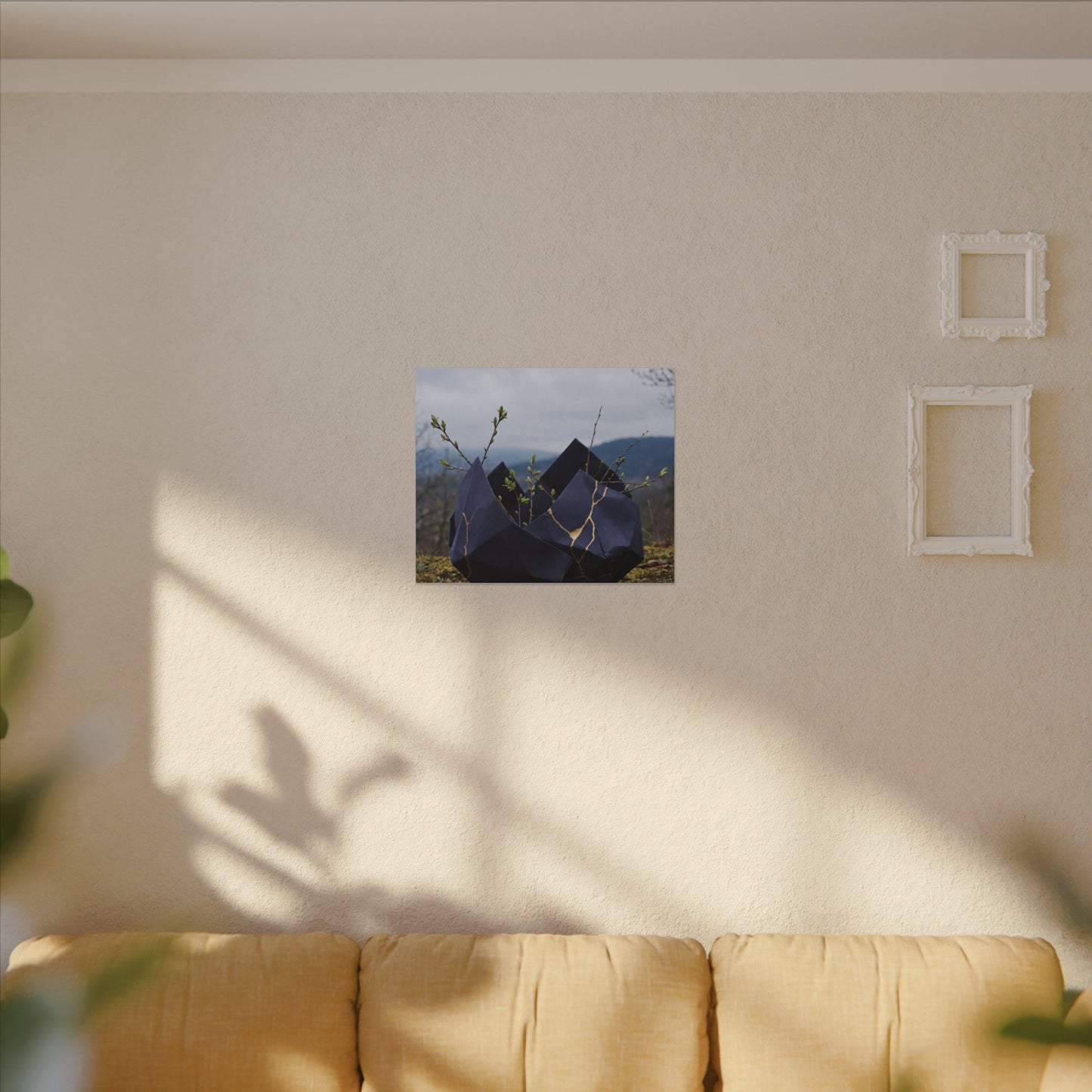 Paper Fold Canvas Art | Spring Kintsugi Gold Repair Art