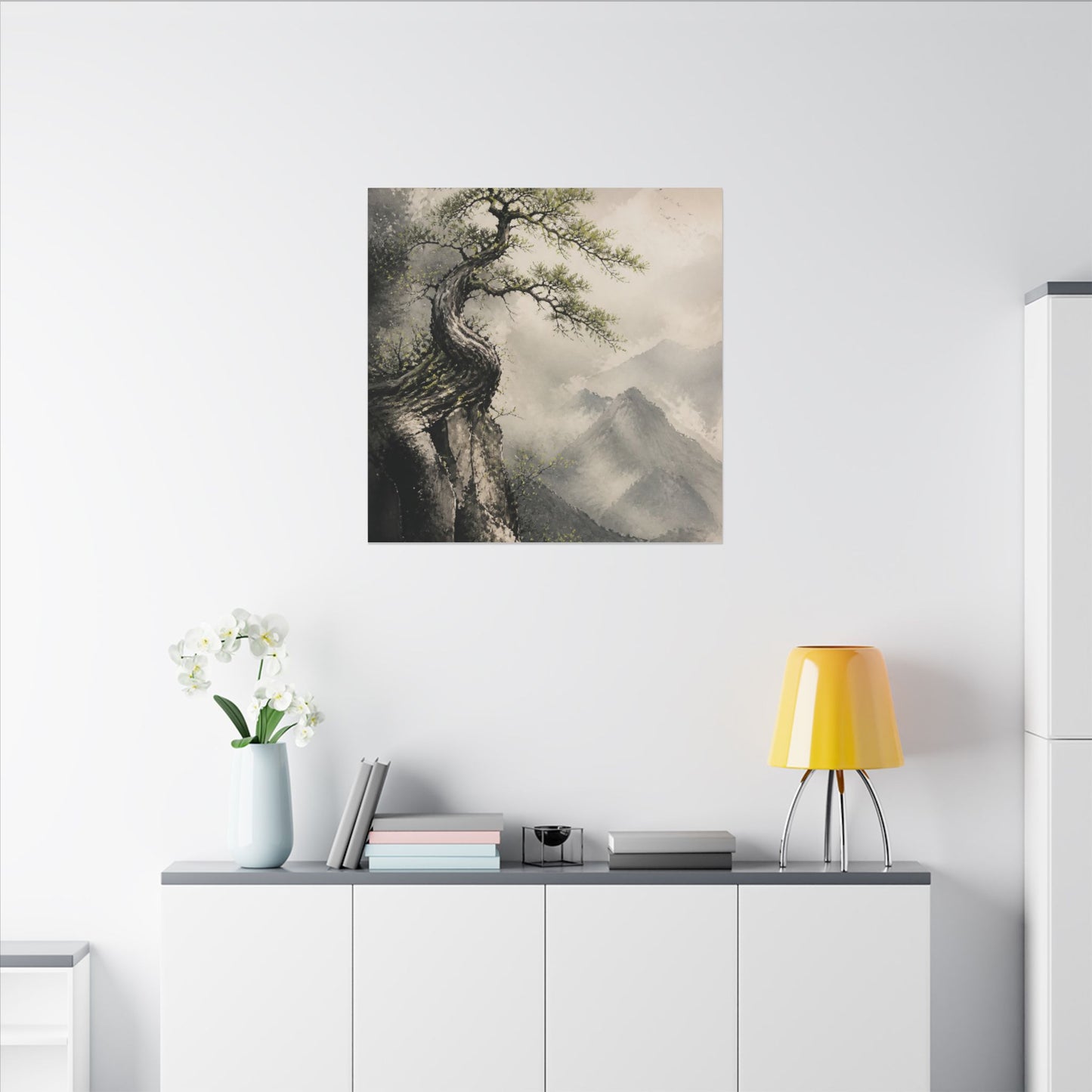 Spring Pine Tree Watercolor Canvas Art | Warm Decor