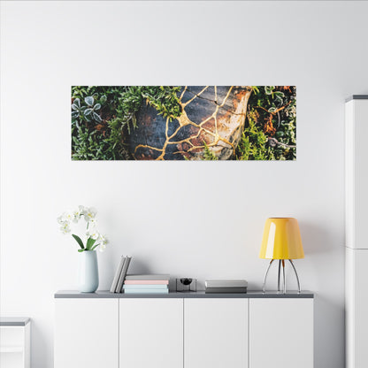 Artful Moss Close Up Canvas Art - Gold Repair Kintsugi