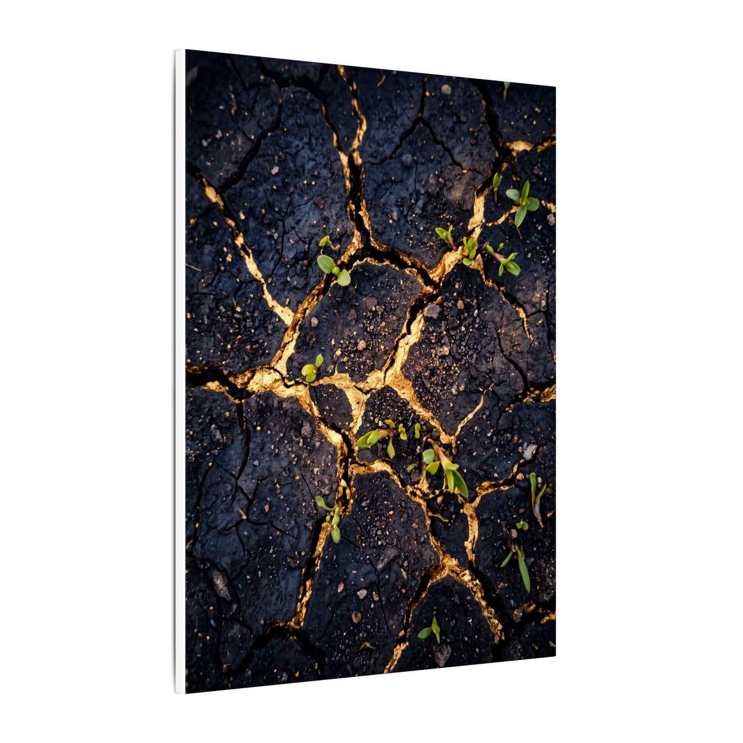 Spring Cracked Earth Crackle Gold Canvas Art | Healing Decor