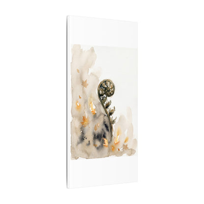 Fern Unfurling Watercolor Canvas Art | Earthy Japandi Art