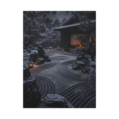 Candlelight Rock Garden Canvas Art - Dark Japandi Fukinsei