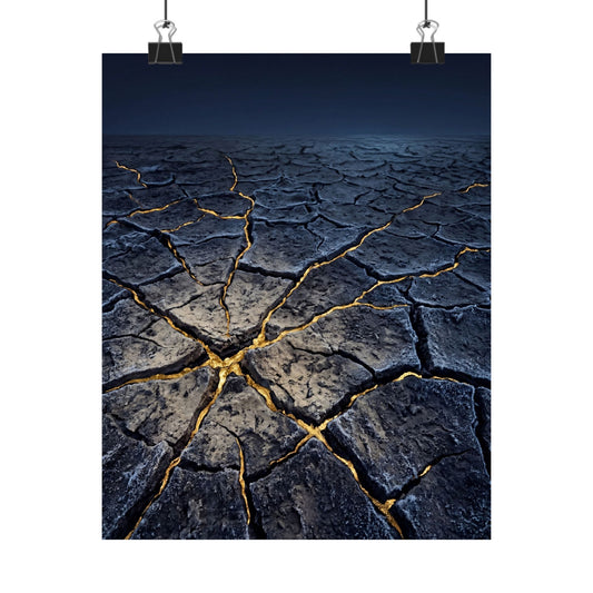 Ma Cracked Earth Wall Art Print - Kintsugi Broken Beauty