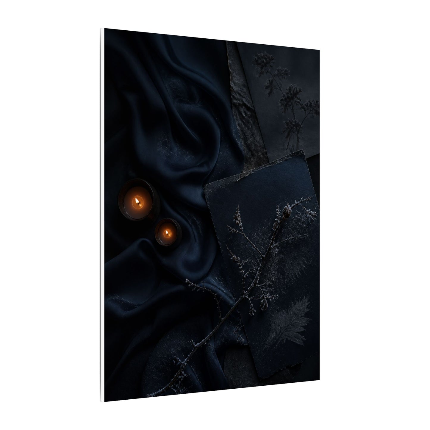 Candlelight Silk Drape Canvas Art - Dark Japandi Kanso